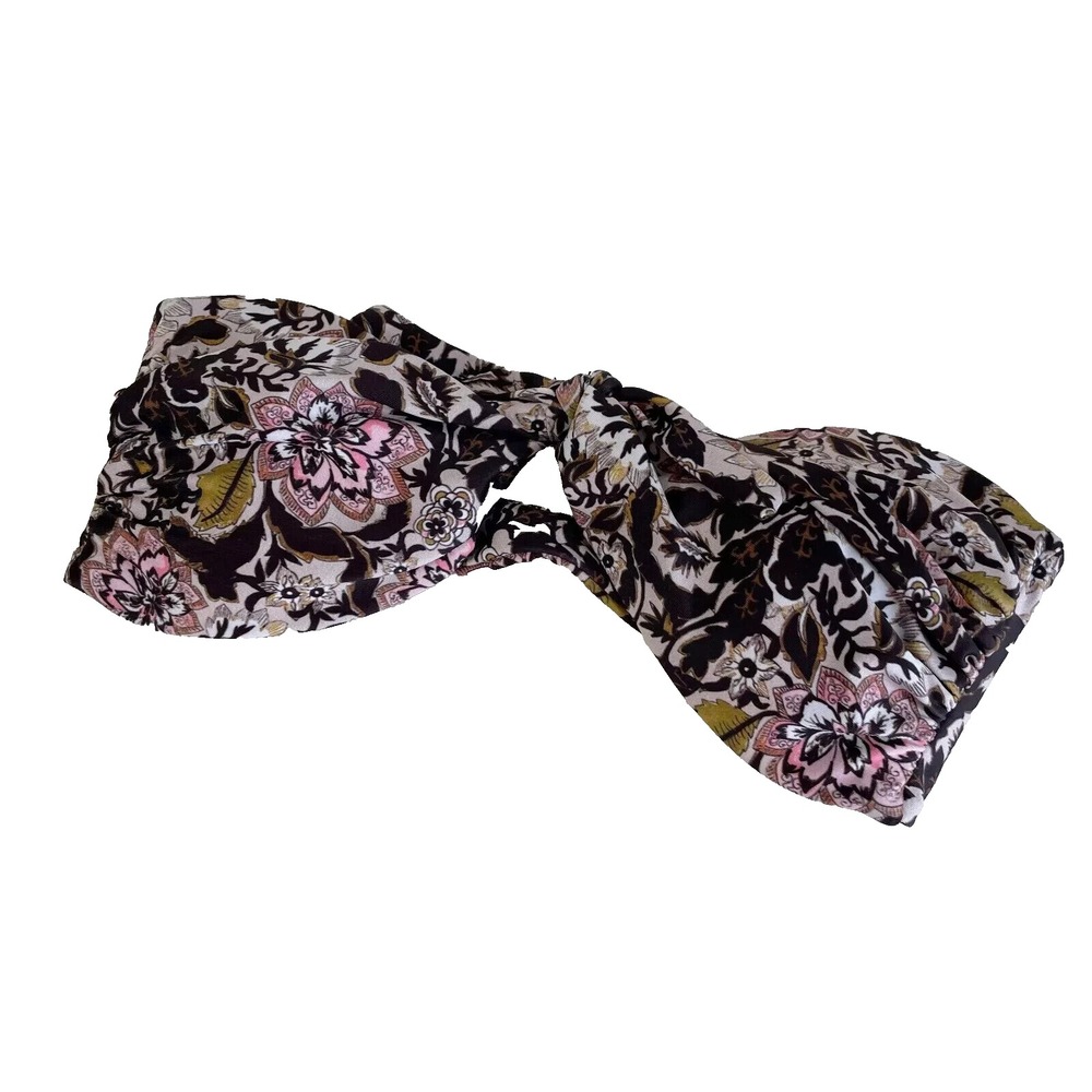 Beach Riot Bandeau Bikini Swim Top Size‎ XS Black Floral Strapless Padded Bow